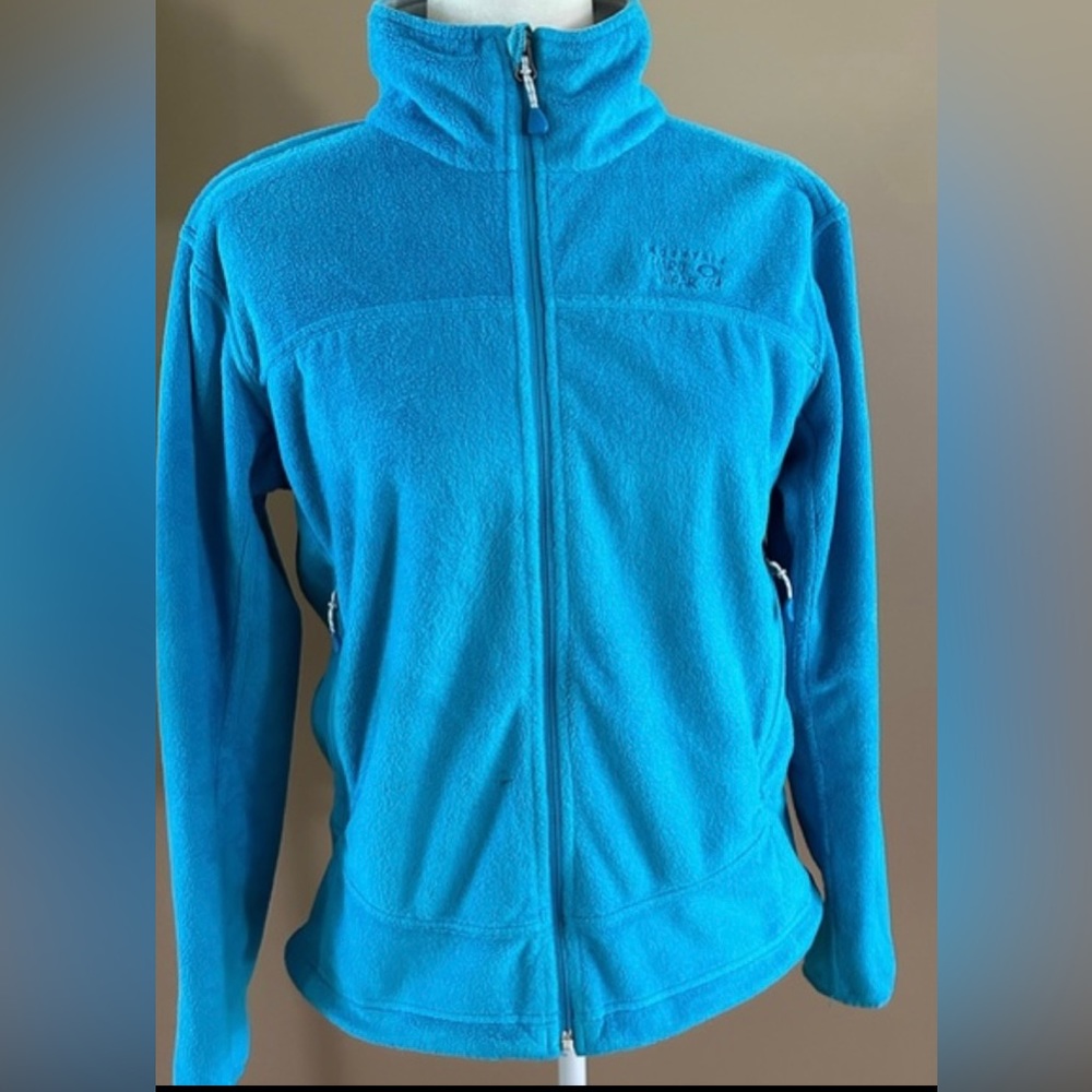 Mountain Hardwear Turquoise Blue Mock Neck Zip Front Fleece, Size M